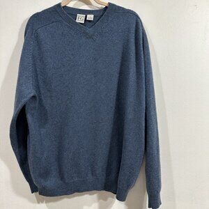 Field Gear  Cashmere Mens  Blue Pullover  V-Neck Long‎ Sleeve Sweater  SZ XL